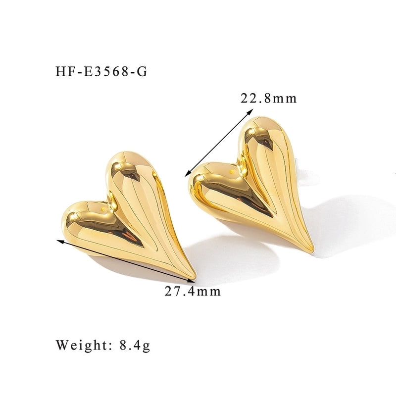 1 Pair Minimalist Classic Style U Shape Heart Shape Plating 316L Stainless Steel  Ear Studs