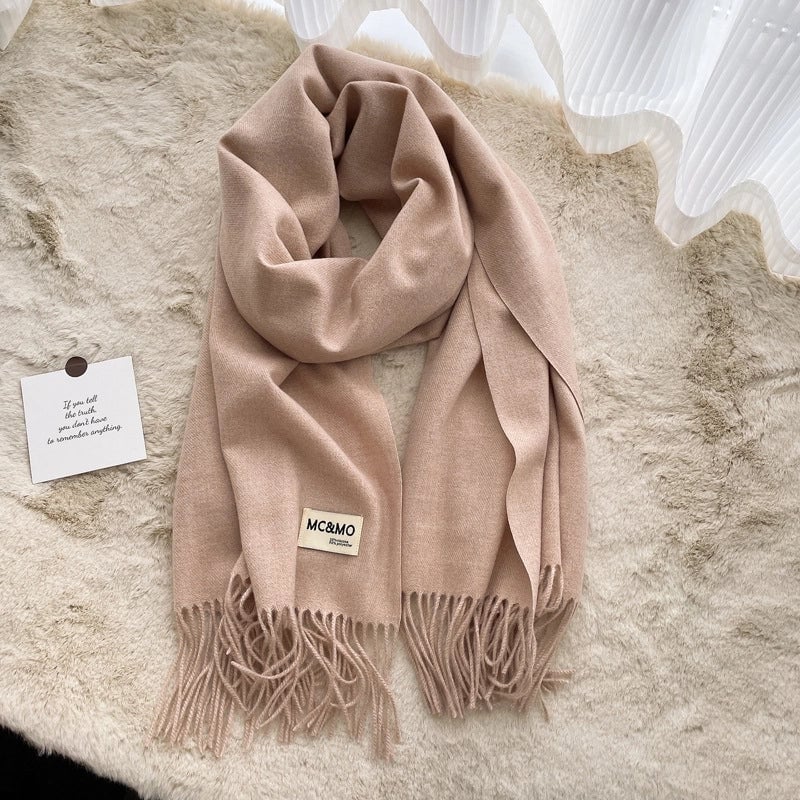 D Cashmere Scarf Solid Color Tassel Shawl Long Couple Warm Imitation Cashmere Scarf Shawl