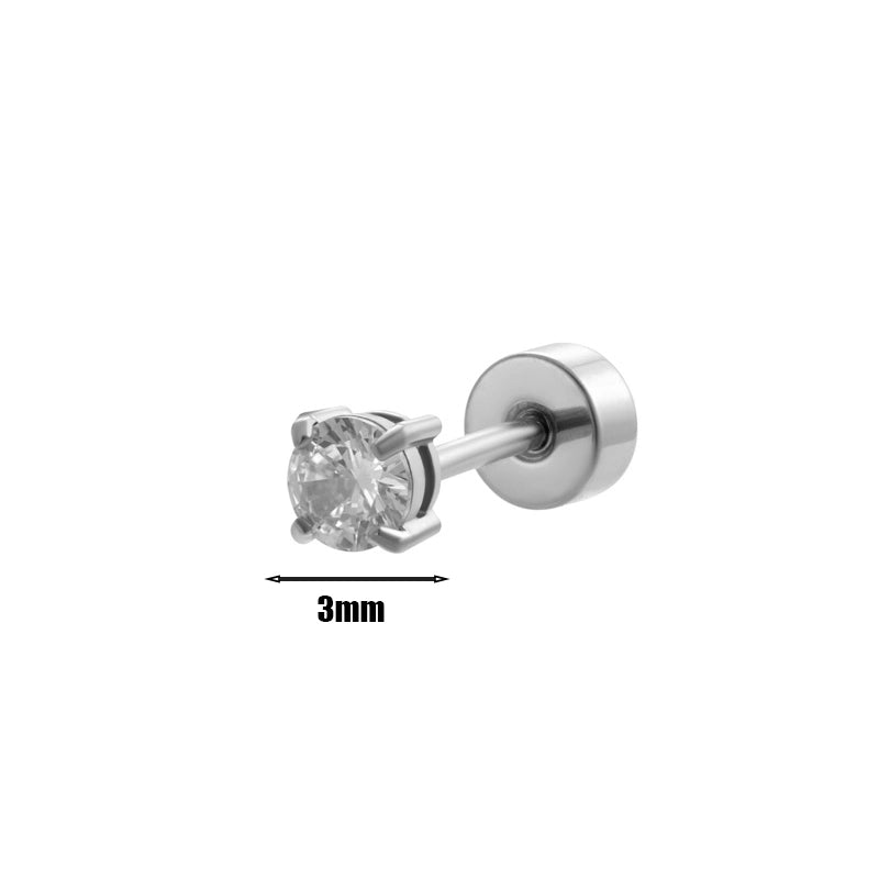 1 Piece Ear Cartilage Rings & Studs Minimalist Round 316L Stainless Steel  Plating Inlay Zircon