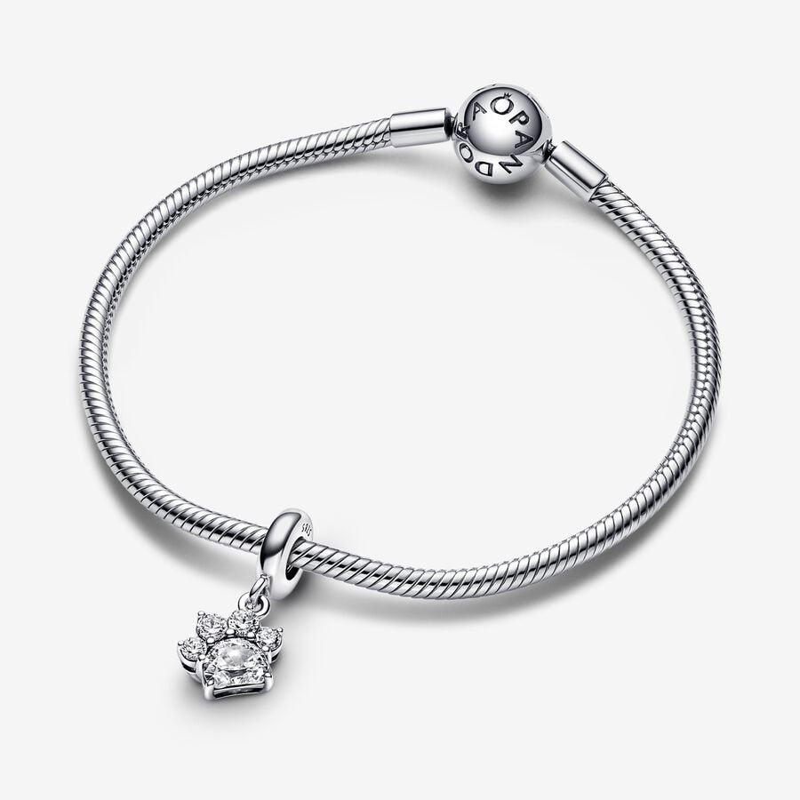 Sparkling Pet Paw Print Dangle Pandora Charm