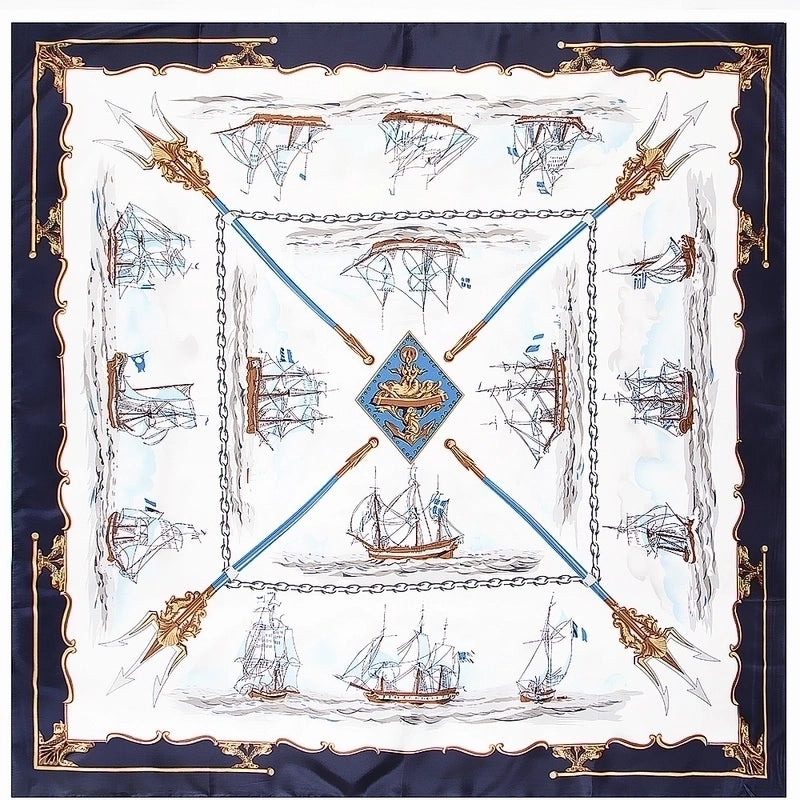130cm Flower Carriage Twill Large Square Scarf Scarf Sunscreen Shawl