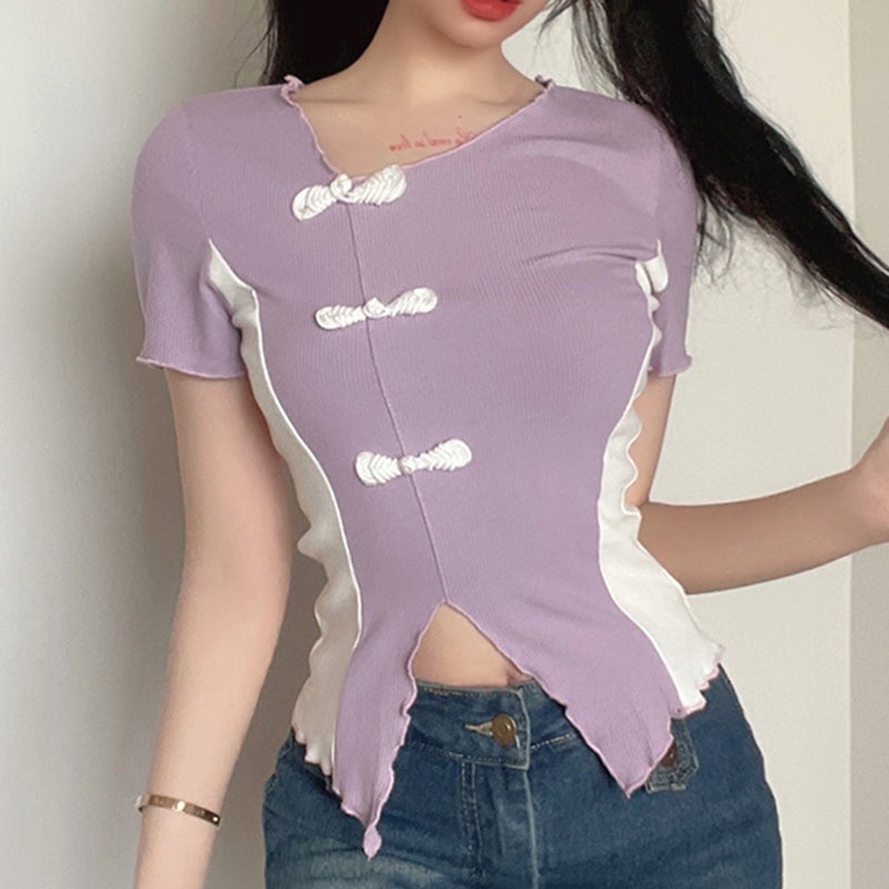 Purple Irregular Short Sleeve