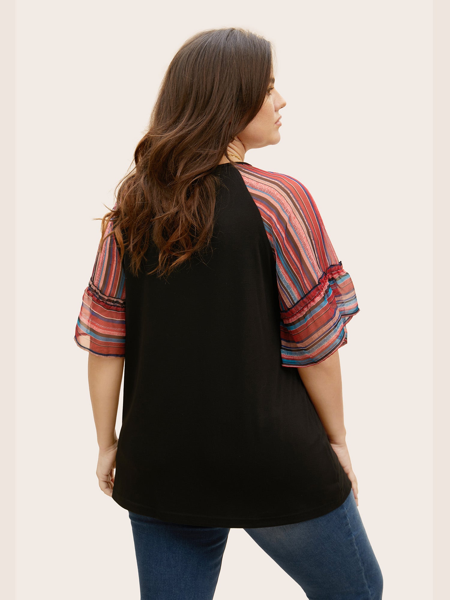 Boho Print Patchwork Raglan Sleeve T-shirt