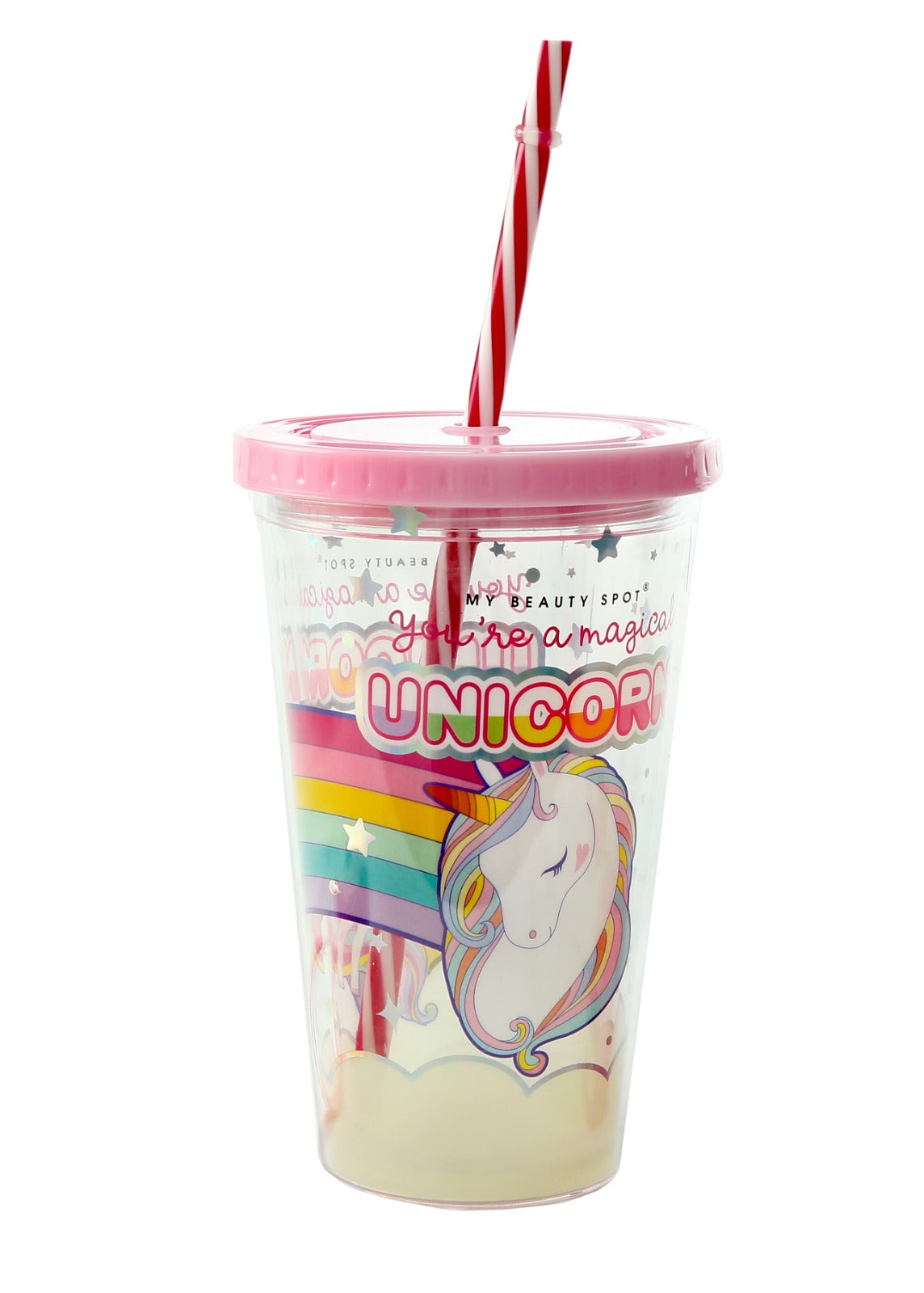 Double Walled Thick ACRYLIC Mug with Straw and 2hand Sanitizer Jars-Rainbow