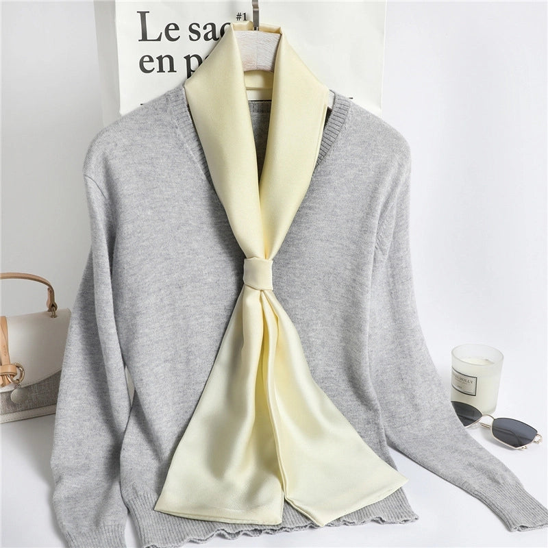 Women's Minimalist Classic Style Solid Color Polyester Silk Scarf