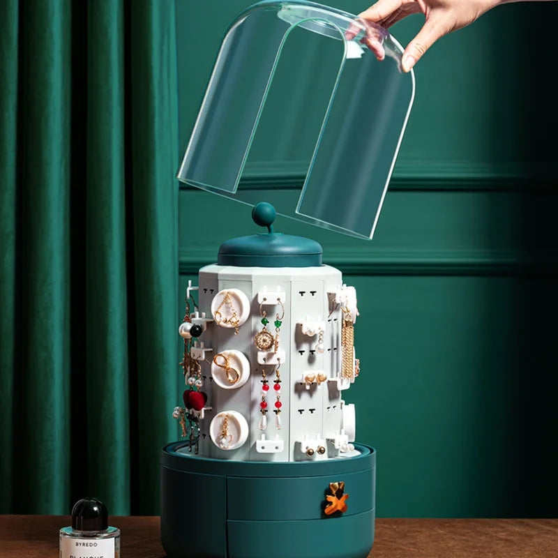 ROTATING JEWELRY ORGANIZER WITH DRAWER
