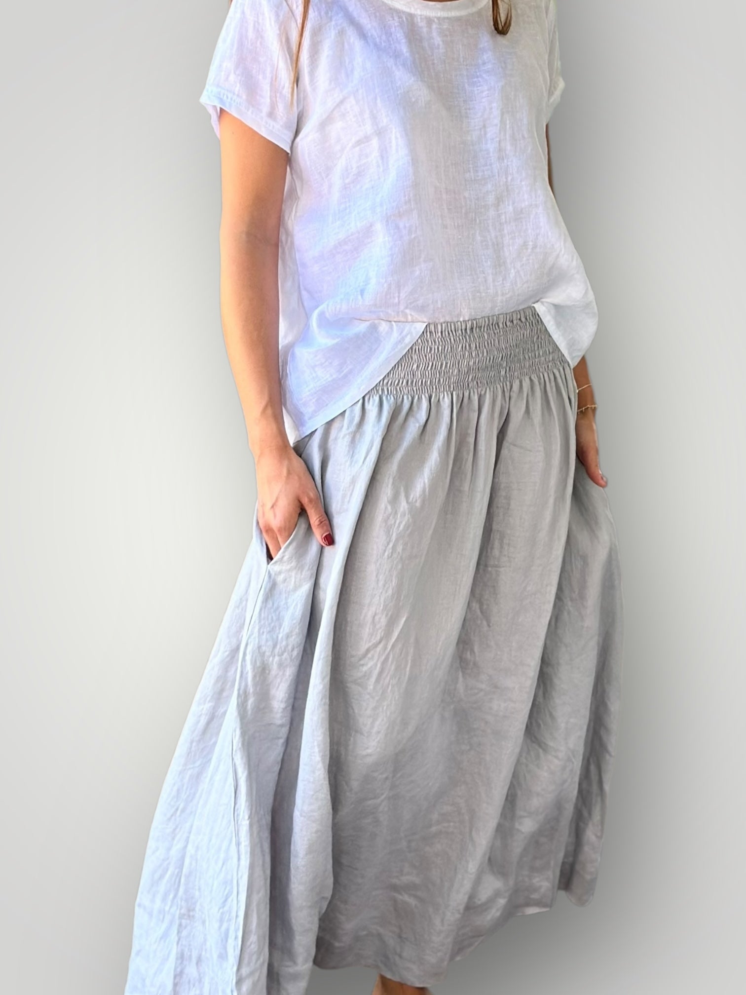 lulu skirt - soft grey linen