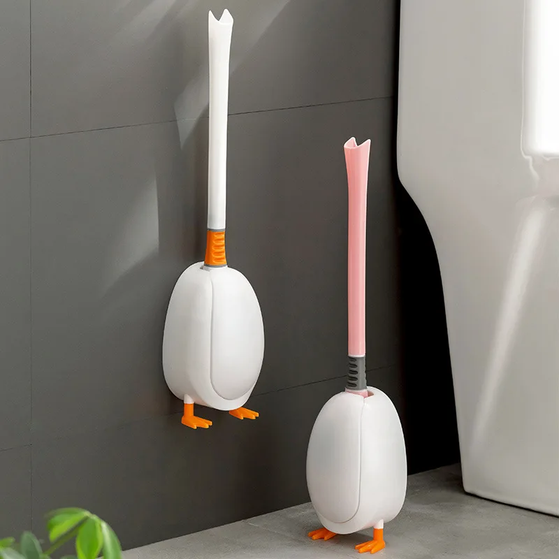 DUCK-SHAPED RUBBER TOILET BRUSH 鈥?SILICONE LONG HANDLE FOR DEEP CLEANING & CORNER REACH