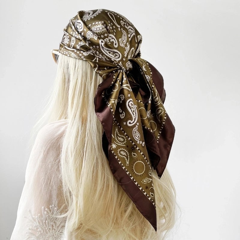 Women's Casual Vacation Printing Satin Printing And Dyeing Floral Silk Scarf Kerchief