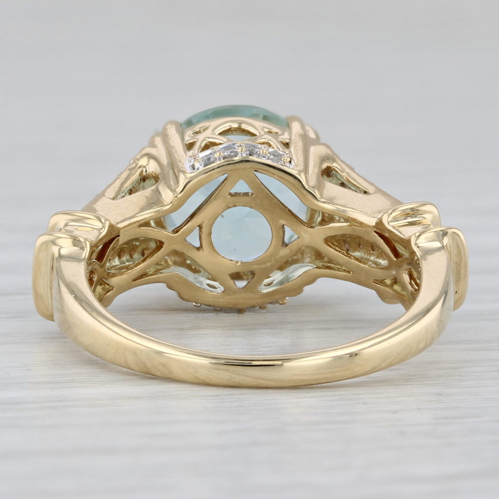 3.50ctw Aquamarine Diamond Ring 18k Yellow Gold Size 7.25