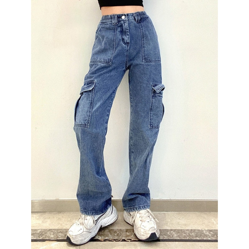 Patchwork Streetwear Baggy Jeans For Women
