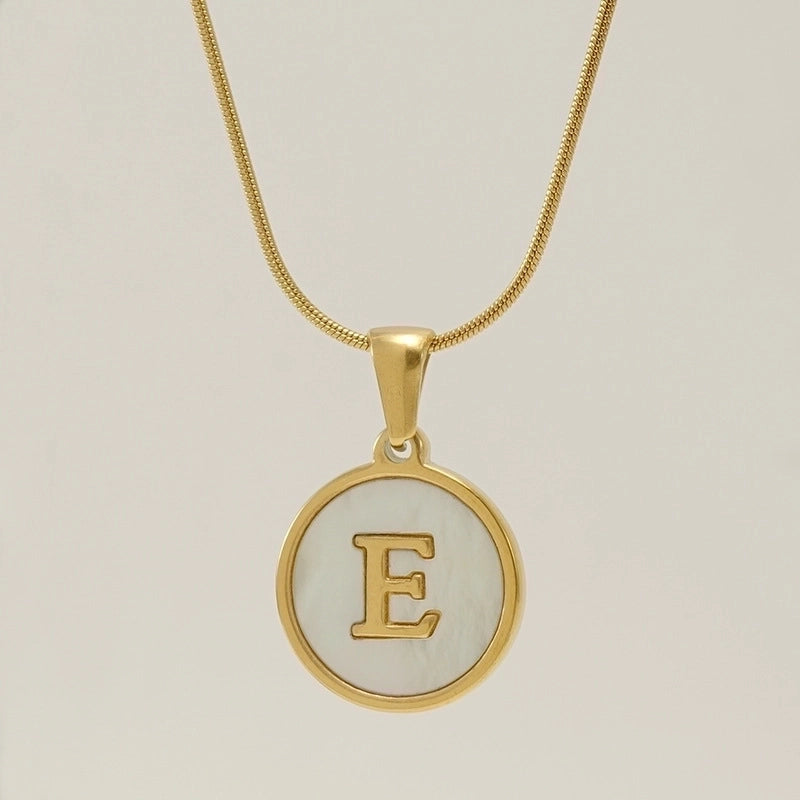 Fashion Letter Stainless Steel Titanium Steel Plating Inlay Shell Pendant Necklace 1 Piece
