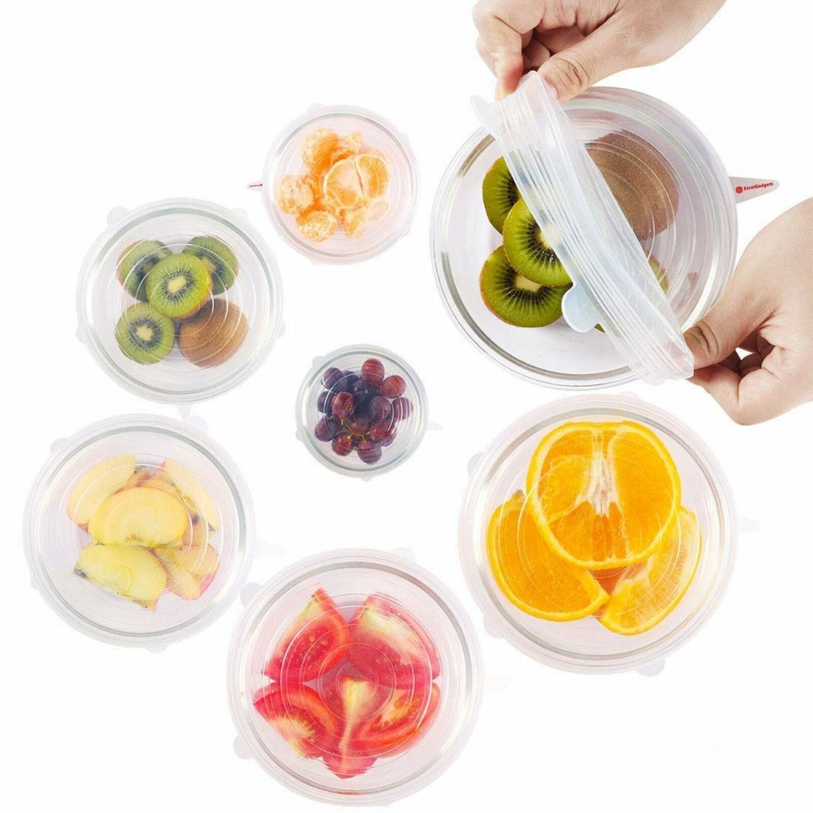 6 Reusable Food Silicone Packaging Lids