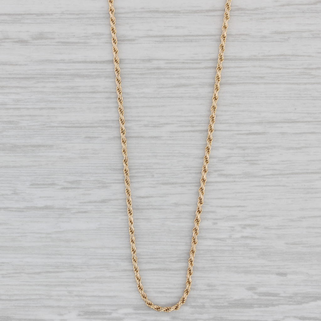 24 1.4mm Rope Chain Necklace 14k Yellow Gold Lobster Clasp