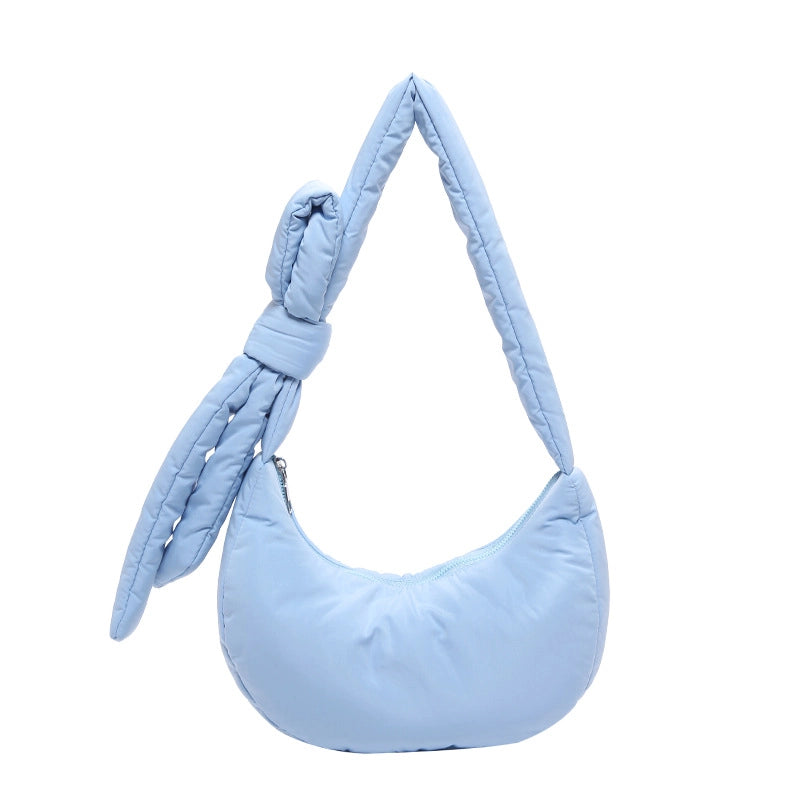 Women's Medium Nylon Solid Color Basic Classic Style Sewing Thread Dumpling Shape Zipper Crossbody Bag