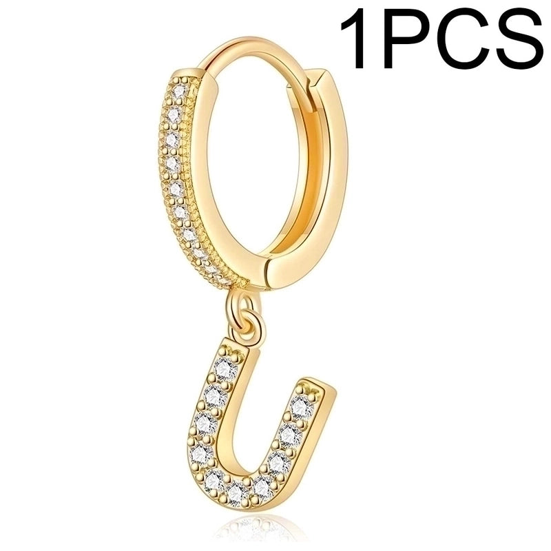 1 Piece Lady Letter Inlay Stainless Steel Zircon Earrings