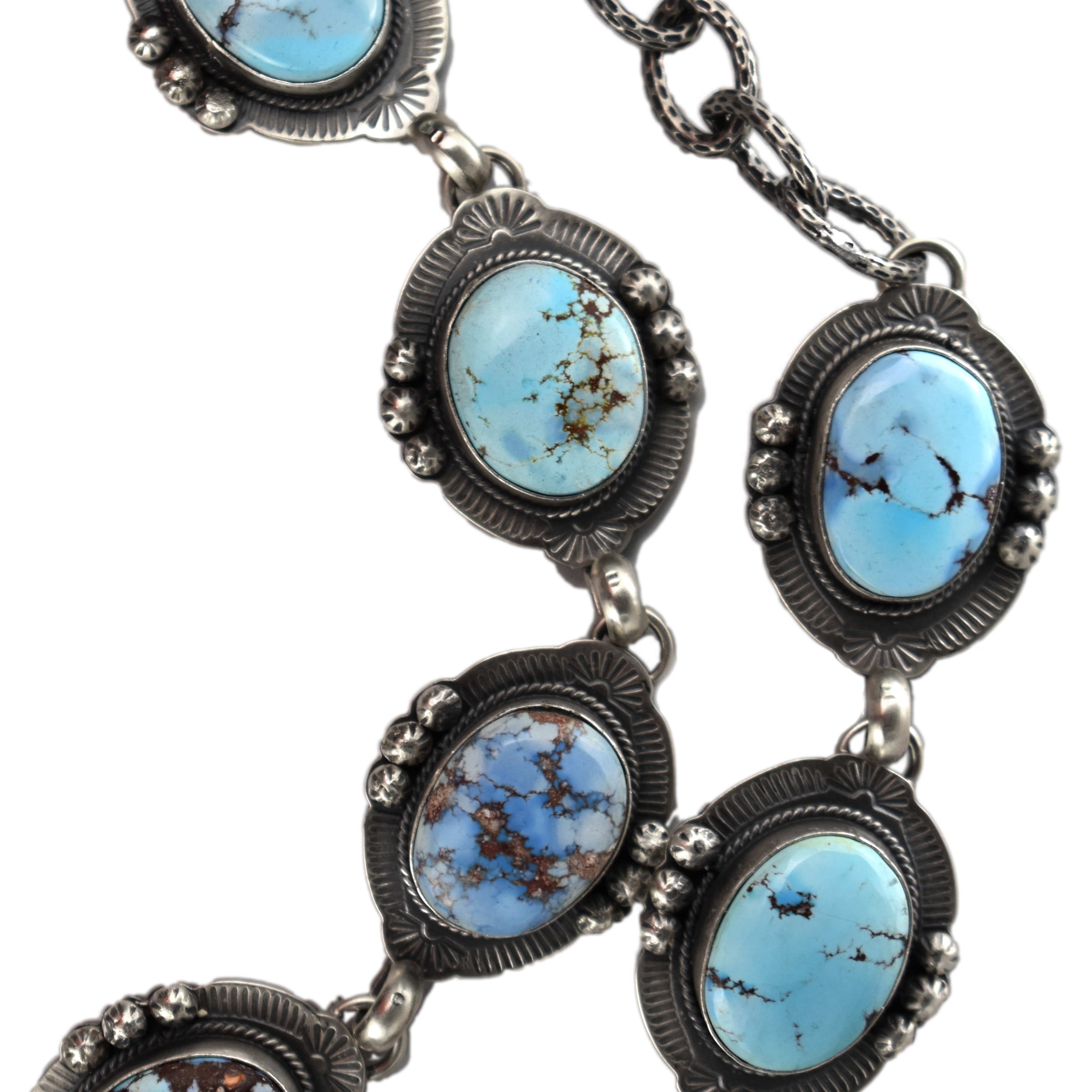 Natural Golden Hill Turquoise Cluster Necklace by Steven Nez