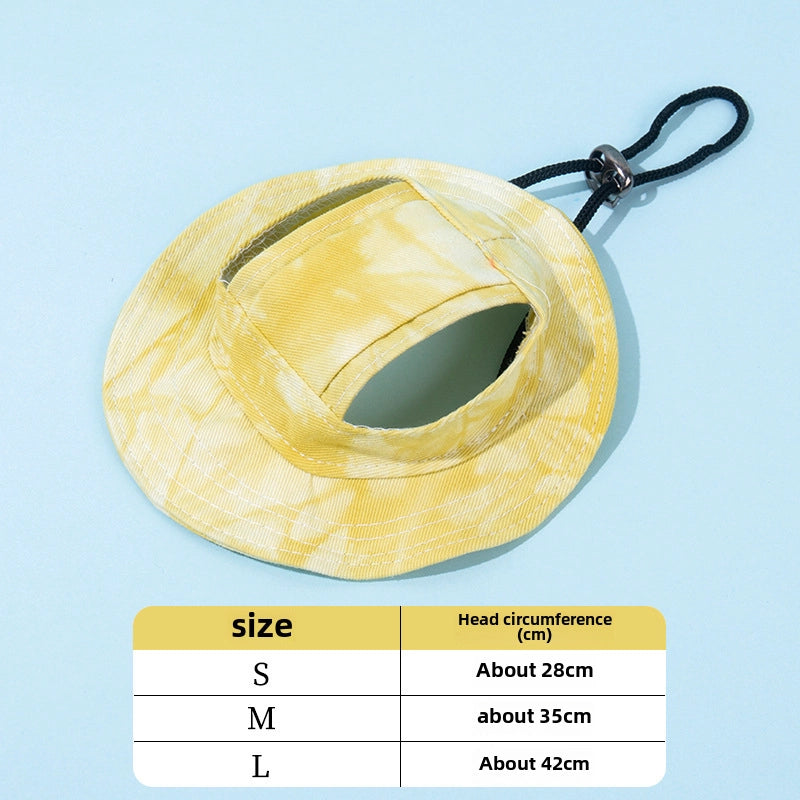 Dog Cat Sunshade Hat Exposed Ears Adjustable Rope Buckle Fisherman Hat Pet Supplies