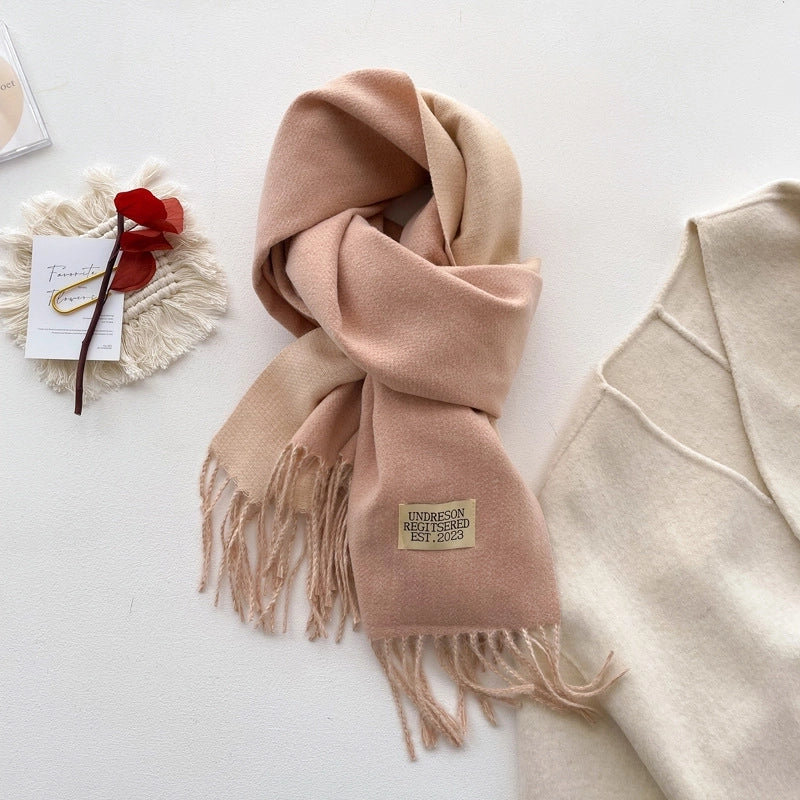 Autumn And Winter New Light Luxury ~ Coat Mate Double-sided Solid Color Scarf Women's Style Cashmere-like Warm Shawl Scarf