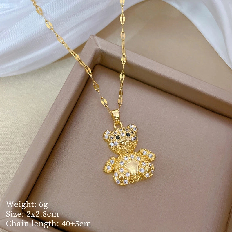 Fashion Geometric Titanium Steel Copper Plating Artificial Diamond Necklace