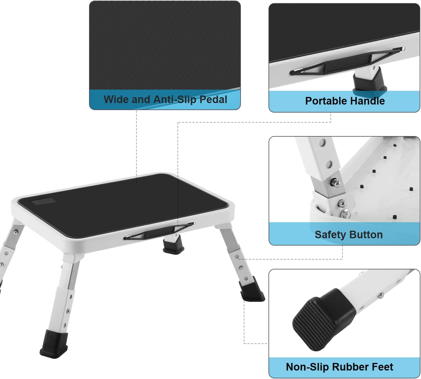 Height-Adjustable Step Stool with Non-Slip Platform