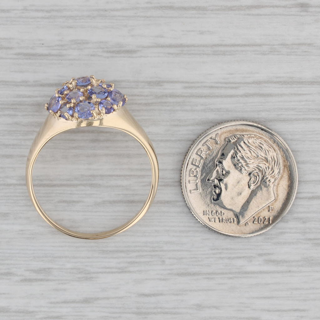 1.50ctw Tanzanite Cluster Ring 10k Yellow Gold Size 7.75