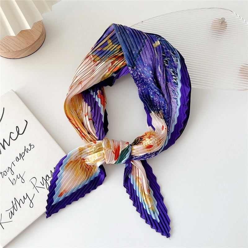 Women's Cartoon Style Minimalist Color Block Polyester Printing Silk Scarf