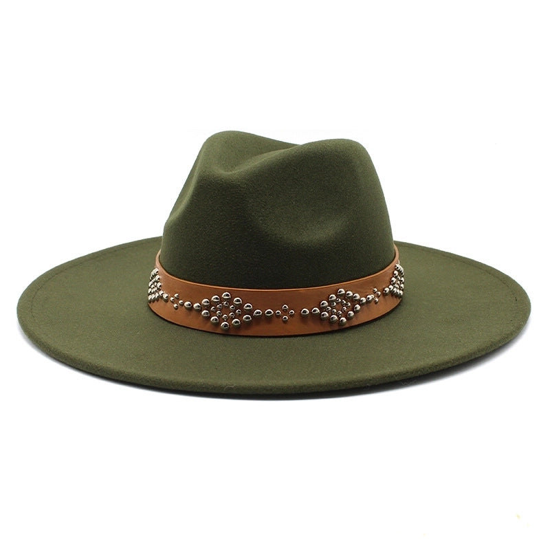 Autumn And Winter Wool Big Brim Jazz Hat Men's And Women's Fashion Casual 9.5cm Big Edge Jazz Hat Felt Hat