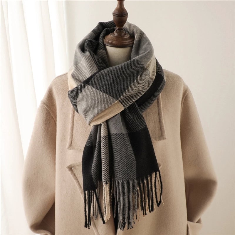 Unisex Business Basic Minimalist Tassel Imitation Cashmere Polyester Scarf