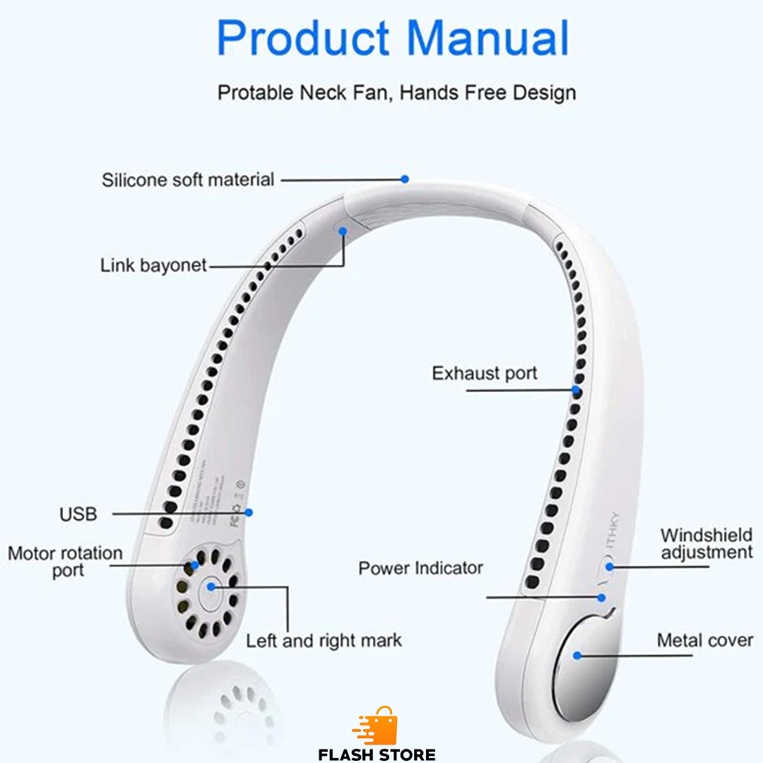 Portable Rechargeable Neck Fan USB