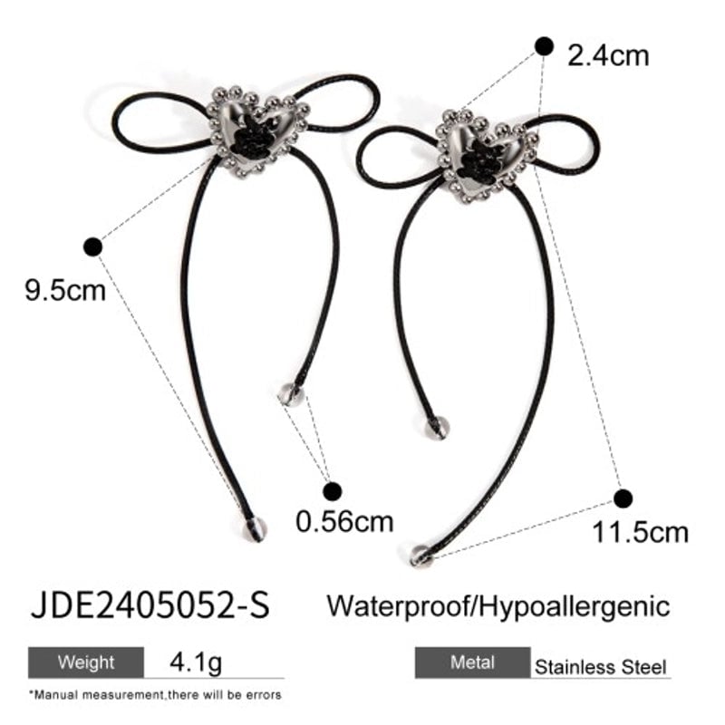 1 Pair IG Style Vacation Minimalist Tassel Bow Knot Inlay 304 Stainless Steel Rhinestones 18K Gold Plated Drop Earrings