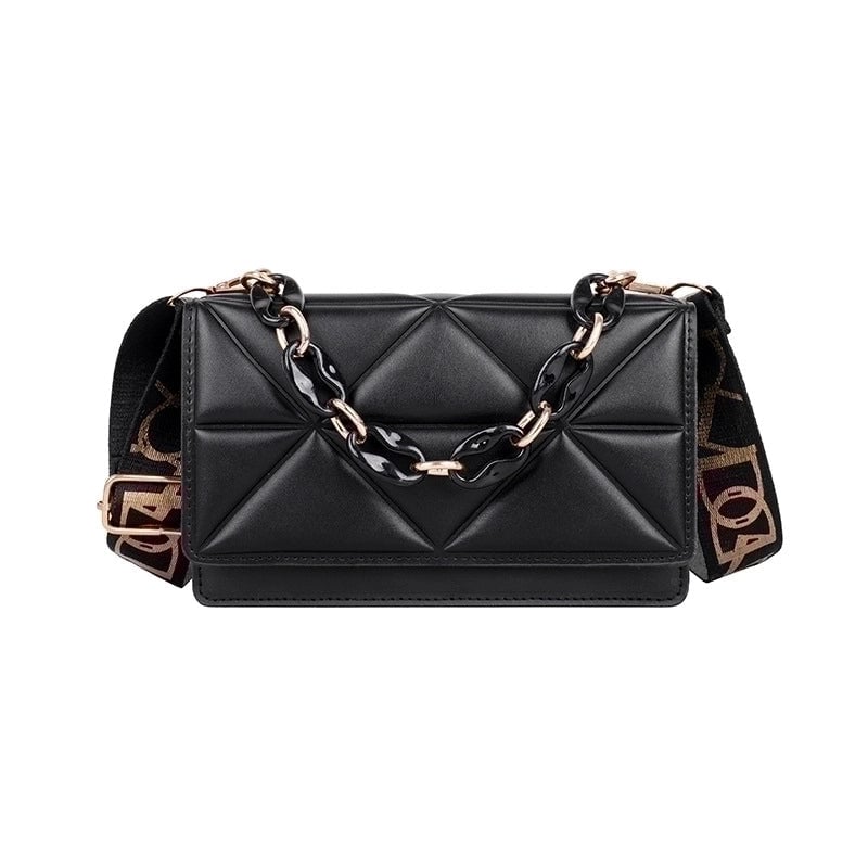 White Black Brown Pu Leather Solid Color Chain Square Evening Bags