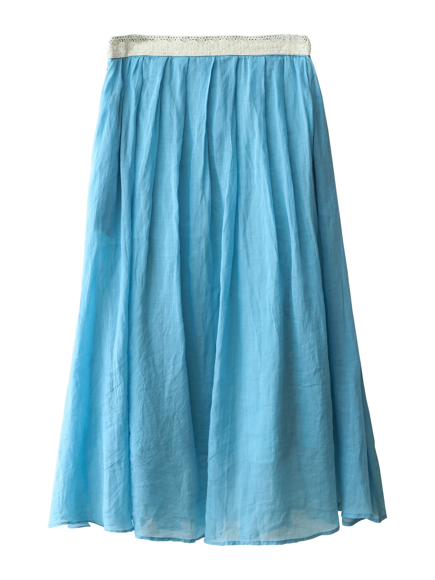 Women Summer Artsy Pure Color A-Shape 100%Ramie Skirt
