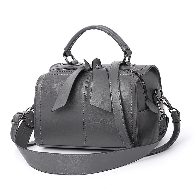 Women's Pu Leather Solid Color Vintage Style Square Zipper Handbag