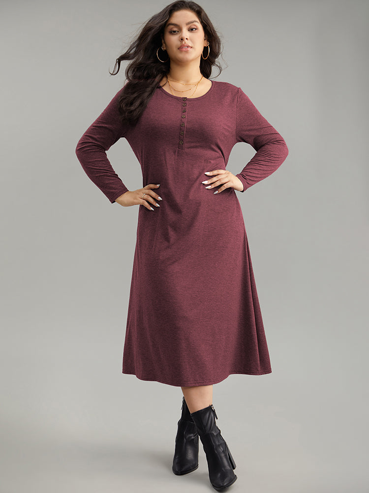 Solid Button Up Pocket Dress