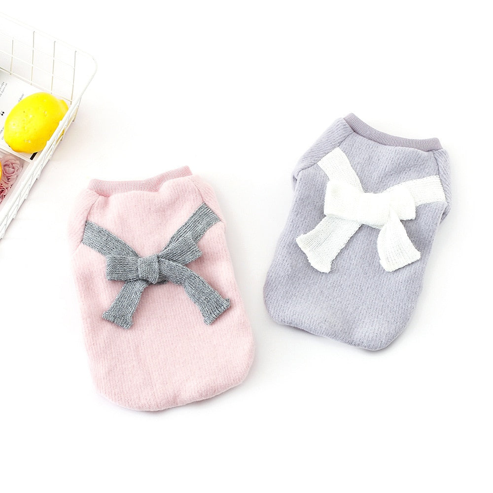 Bowknot Soft Dog Cat Sweater