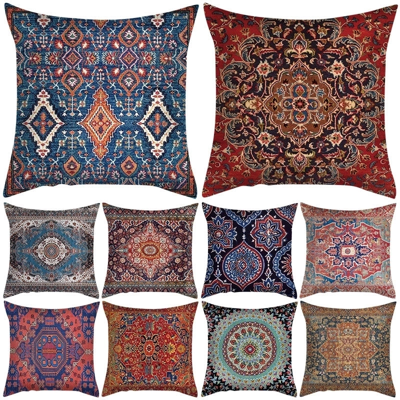Ethnic Style Geometric Fibre Peach Skin Pillow Cases