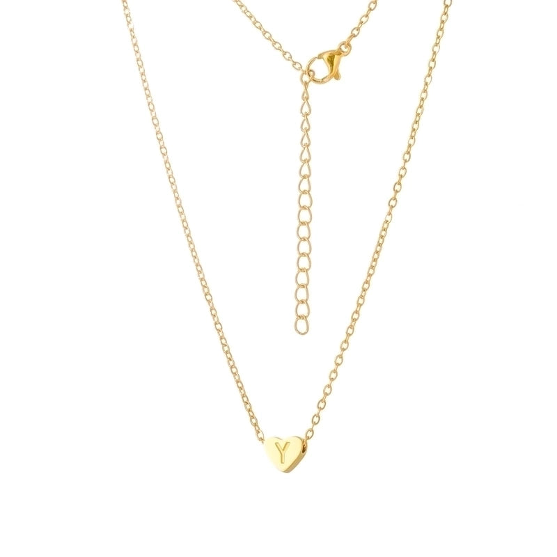 Stainless Steel Titanium Steel 18K Gold Plated Minimalist Letter Heart Shape None Pendant Necklace
