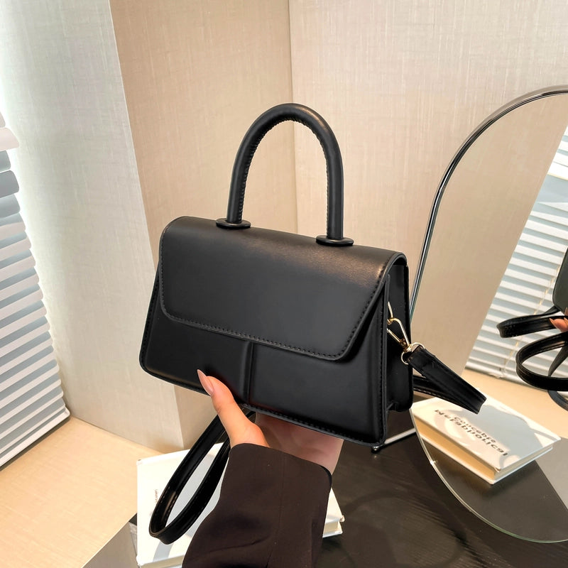 Women's Medium Pu Leather Solid Color Basic Classic Style Square Flip Cover Crossbody Bag