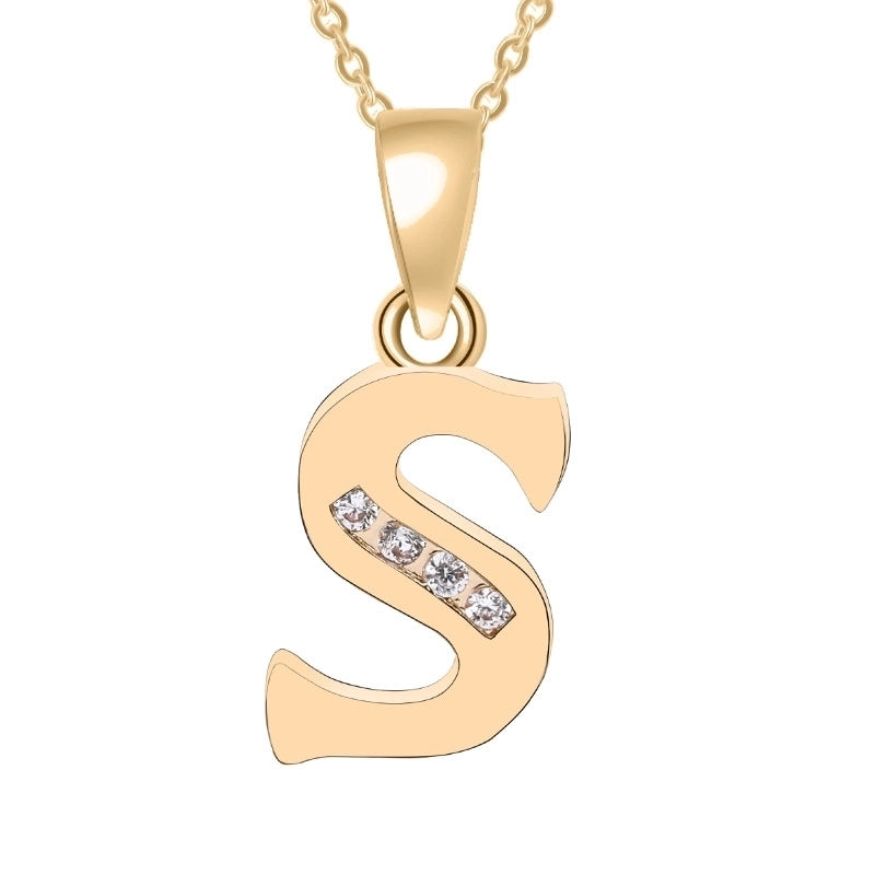 Minimalist Letter Copper Plating Inlay Zircon Pendant Necklace