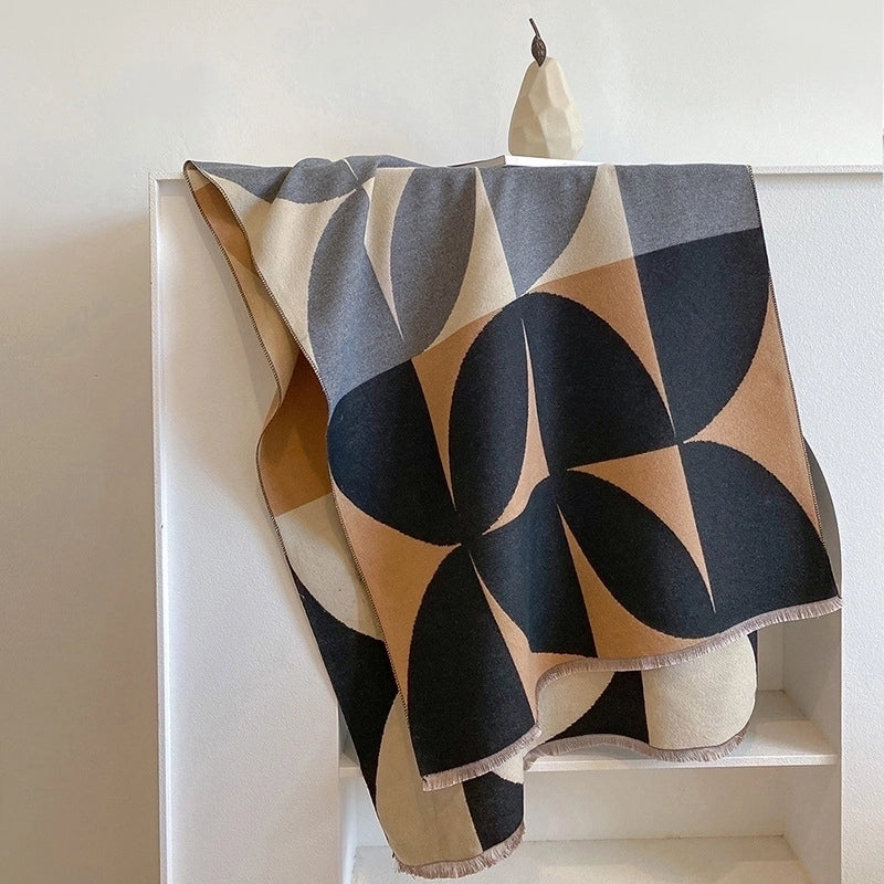 Women's Minimalist Classic Style Color Block Imitation Cashmere Printing Scarf