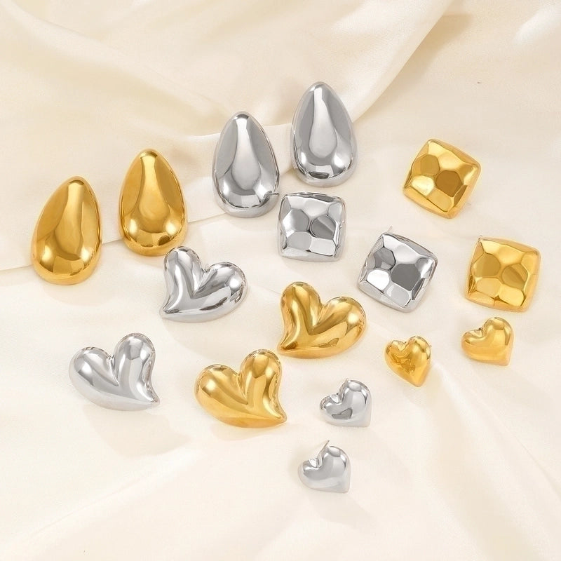 1 Pair Minimalist Classic Style Water Droplets Titanium Steel 18K Gold Plated Ear Studs