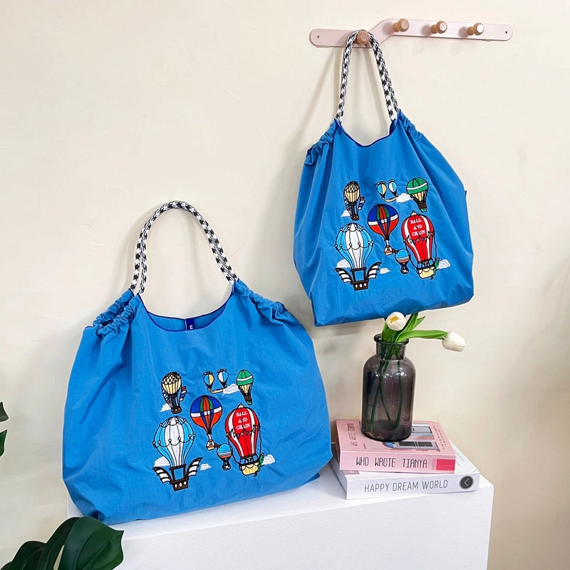 Women's Cute Printing Hot Air Balloon Nylon Shopping Bags