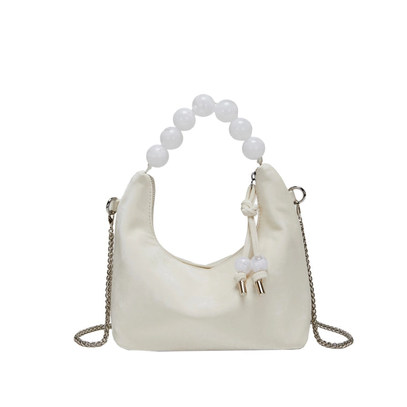 Women's Small Pu Leather Solid Color Classic Style Streetwear Beading Pillow Shape Zipper Underarm Bag