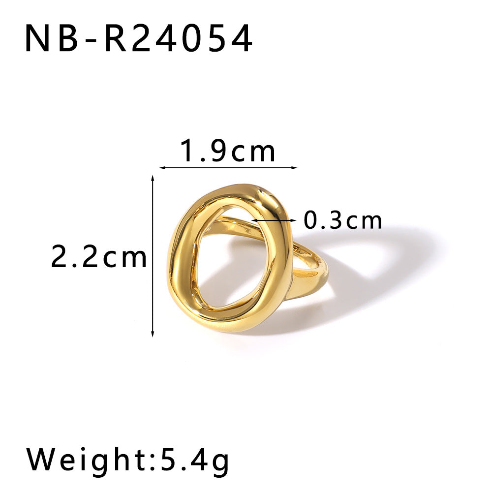 Hollow Open Titanium Steel Ring 18K Gold Line Special-Shaped Personality Winding Stainless Steel Exaggerated Ring