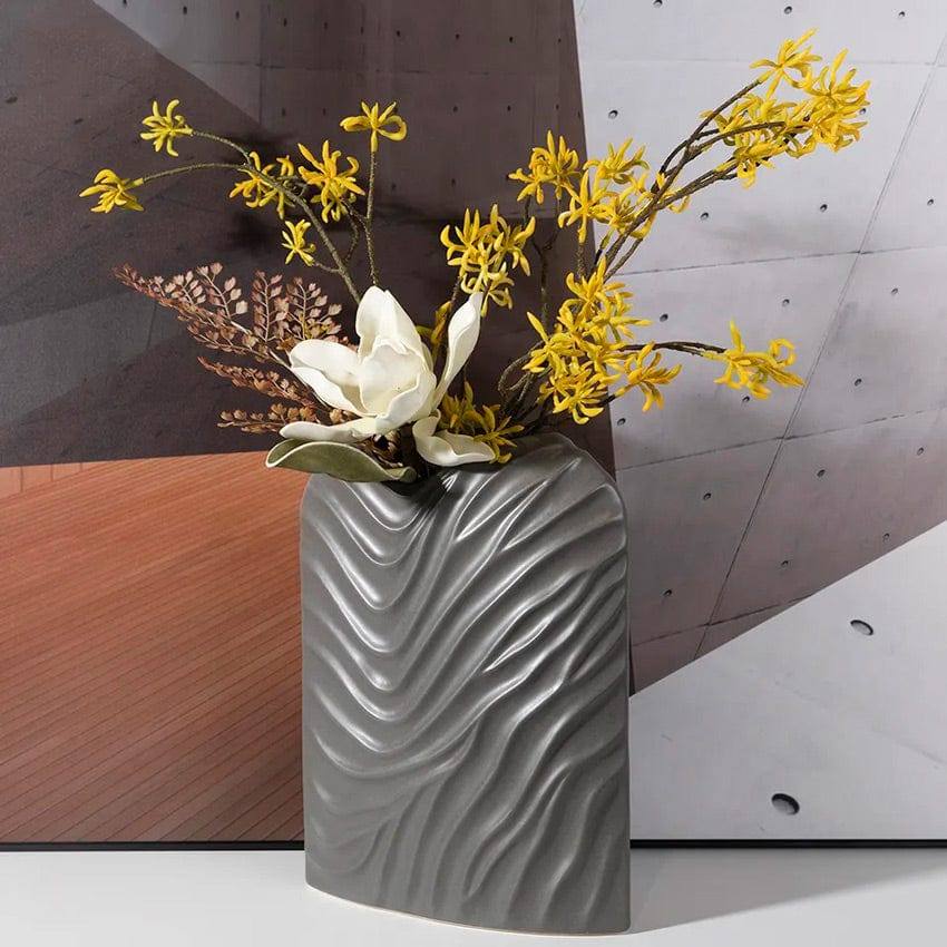 Waves Ceramic Vase - Graphite Grey