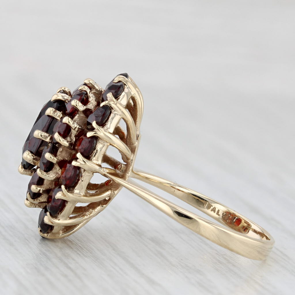 4.90ctw Garnet Cluster Ring 14k Yellow Gold Size 7.25 Cocktail