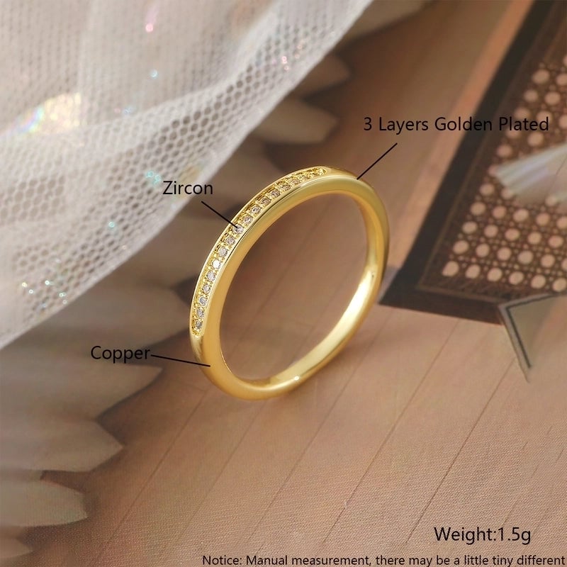 Copper 18K Gold Plated Gold Plated Plating Inlay Water Droplets Heart Shape Zircon Open Rings Rings