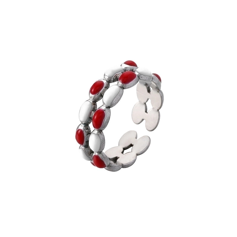 Ethnic Style Sun Star 304 Stainless Steel Artificial Gemstones Rhinestones Enamel Inlay Open Rings