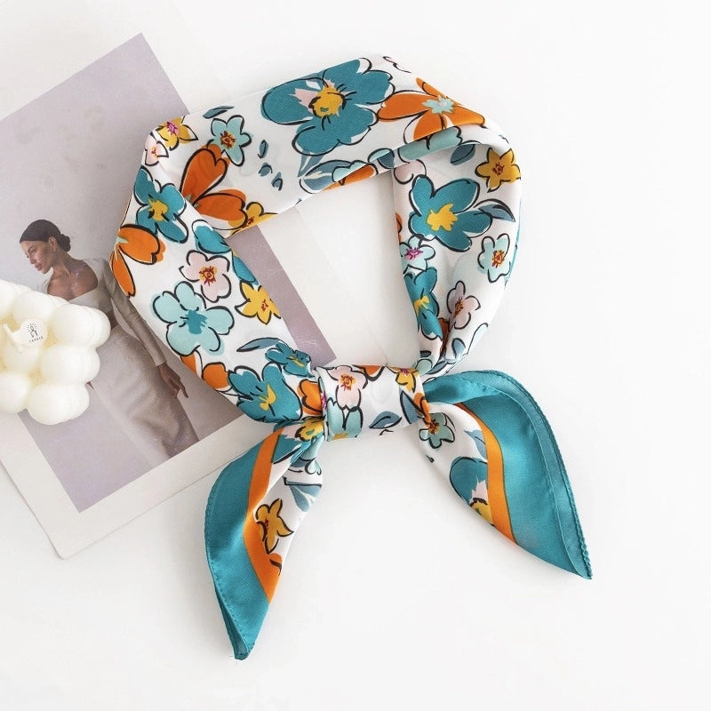Women's Sweet Color Block Polyester Printing Silk Scarf